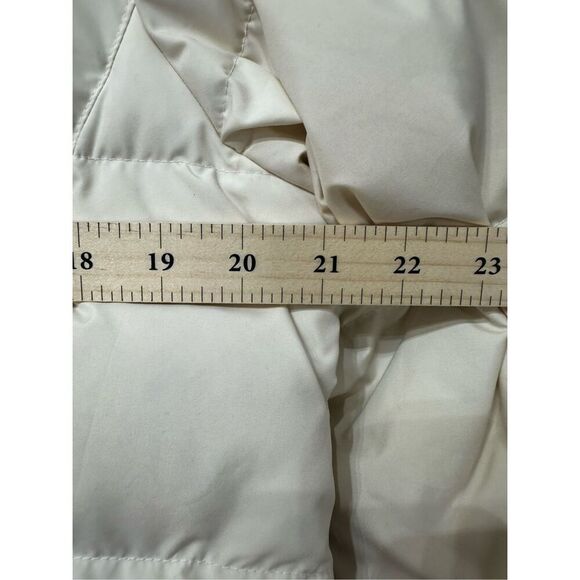 L.L. Bean Mid Long Cream Hooded Down Puffer All Weather Coat Jacket Large - Picture 8 of 11